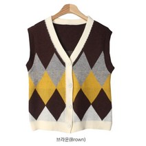 퍼니걸스 5508 브이넥 다이아 니트 오픈 조끼 여성의류