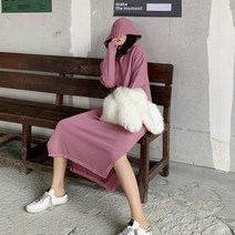 옆트임 부드러운 여성 후드 롱 니트원피스 비스코스