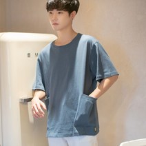 FANSYLI 남자 여름 반팔티 빅사이즈 루즈핏 반팔 캐쥬얼 티셔츠 빅 포켓 W2T28