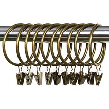 K-블랙우드 10개 클립 브론즈가 있는 커튼 링, 10