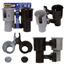 ROBOCUP 컵 홀더 업데이트 버전 음료 거치용 낚싯대 폴 보트 해변 의자 골프 카트 휠체어 보행기 드럼 스틱 마이크 스탠드용 [미국 직배송], Gray Black
