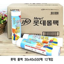 제이스토어 / 롤백 롯데 비닐롤팩 비닐봉투 30x40x500매 12개입, 본상품선택