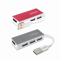 유니콘 USB2.0 4포트 무전원 USB허브 RH-A40, 그레이
