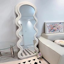 웨이브 전신 거울 인테리어 거울 엔틱 유니크 대형 물결 거울, 아니요, 베이지 75 x 177cm