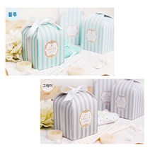 [풀리줄리] 간편 접이식 종이 선물 상자 고급진 스트라이프 답례품 백설기 떡 핸드타올 8x8x10cm, 02 / 옵션_그레이