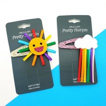 기타 바보사랑[실버마녀]무지개 햇님 구름 똑딱핀 개성 핸드메이드 헤어핀