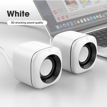 우퍼 pc방 스피커 거실 회의용 스피커노트북 PC용 USB 컴퓨터 스피커 서브우퍼 유선 음악 플레이어 오디오, [02] WHITE