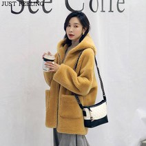 JUST FEEL!NG 여성 방풍 하프 캐주얼 후리스 뽀글이 후드 점퍼 후리스자켓 캐주얼 패션 도톰 방한 따뜻한 코트 자켓