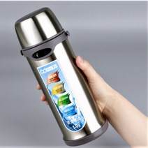 코스모스 원터치 보온병 1200ml 보냉 대용량 등산 캠핑 유아 우유 어깨끈포함, CH-1000C