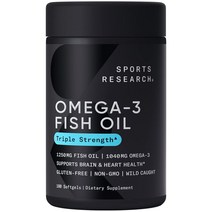 SR 스포츠리서치 오메가3 rTG알티지 1250mg 180젤 EPA DHA 트리플스트렝스 알래스카오메가3 피쉬 오일 오마비, 오메가3 180젤, 1병, 180정