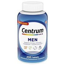 남성용 Centrum 종합 비타민 비타민 D3 B 비타민 및 항산화제가 포함된 종합 비타민/종합 미네랄 보충제 글루텐 프리 비 GMO 성분 - 200개, 오래된, 200개(1팩)
