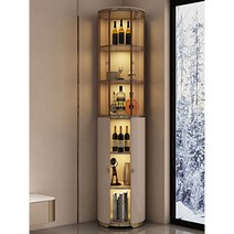 코너 위스키장 유리장식장 진열장, 110cm 나무도어