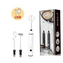 우유 frother usb 충전식 카푸치노 우유 거품 제조기 계란 털 미니 커피 믹서 전기 믹서기 주방 공급, 하얀