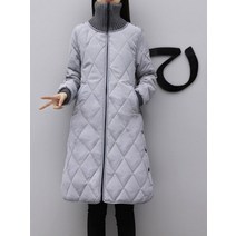 롱패딩 여자 남자 점퍼 경량 톰보이 파카 롱 스탠드 칼라 다이아몬드 격자 무늬 면 패딩 자켓 여성용 겨울 의류