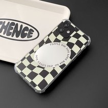 피플 미러 웨이브 체커보드 투명 젤리 아이폰케이스