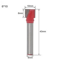 8월 68mm 생크 청소 바닥 라우터 비트 목재 밀링 커터 목공용 표면 카바이드 커터 목공 표면 대패질 라우터, 6X10MM, 1개