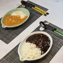 덮밥그릇 샐러드 그릇 타원접시 핸드메이드 도자기 그릇 매화, 화이트