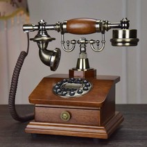앤틱전화기 래트로 클래식 다이얼 옛날 골동품 전화기, 마호가니-기계식