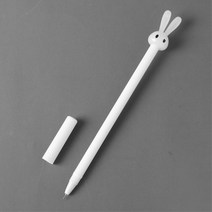 뚜껑형 캐릭터 검정색 볼펜 0.5mm-토끼 화이트 신학기 선물볼펜 볼펜 필기감이좋은 일상필수품 그립감좋은 고급볼펜 선물 부드러운필기감 신학기선