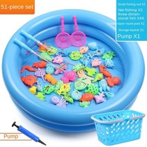 해루질 몬테소리 마그네틱 낚시 게임 어린이용 장난감 4 ~ 6 세 남아 야외 해변 물고기 수영장 물 테이블, 02 51pcs(no box)