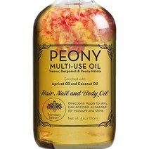 Provence Beauty Peony 얼굴 바디 및 모발용 다용도 오일 건조한 두피 및 손톱을 위한 살구 비타민 E 및 스위트 아몬드 오일 모이스처라이저의 혼합 장미 꽃잎 및 베, 모란