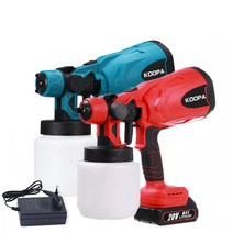 KOOPA TOOL 스프레이 건 800ml 무선 전기 페인트 스프레이어 오토 가구 스틸 코팅 에어브러시, 빨갛게, 1x 배터리