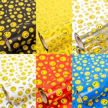 디자인랩 포장지 비닐롤 스마일 소 중 대 선물 포장 재료, 1롤, 대-메탈