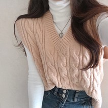 드레스날다 푸딩 꽈배기 니트 베스트(knit619)