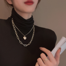 론조모니 더블체인 하트 여성 목걸이