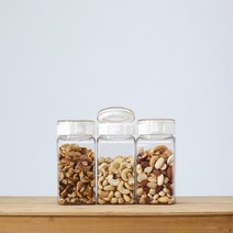 [실리쿡] 견과류보관용기세트(원터치 냉장고수납용기 사각 500ml 3개), 상세 설명 참조, 상세 설명 참조