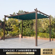 펜션 파라고 전원주택 캐노피 파고라 파 그늘막 천막 옥상 테라스 바베큐장 정자 원두막 천막, M 10cm기둥3x3미터커피색포도랙+천