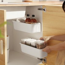 씽크인슬림수납장 하부장 양념통 비닐 보관함 정리대 사이드수납장 주방정리노하우, 싱크대 사이드 수납함 화이트