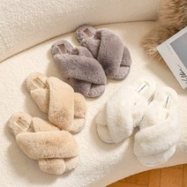 엘펀룸 겨울 페이크퍼 토끼털 밍크 슬리퍼 실내화 사무실화