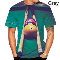 당구큐 다이 그립 공 큐대 당구책 3D 인쇄 t-셔츠 당구 공 당구 인쇄 남자와 여자의 셔츠 캐주얼 셔츠 재미, 03 GRAY_05 XL