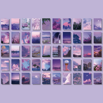 떨샵 미니스티커북 복고풍 일러스트 소녀 감성 인스사진 폰꾸 다꾸 스티커 세트, 노을뷰퍼플