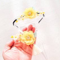 BEEU 비유 고운 매화꽃 한복 머리띠 + 매화꽃 노리개 세트 (머리띠 1EA + 노리개 1EA SET)