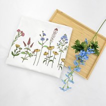 [세줄꽃] 국내생산 광목원단 - 순면20수 바이오워싱 광목 나염원단, 세줄꽃 옐로