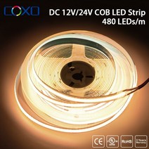 LED 전등 교체 방등 형광등 기판 거실등 UL 나열 COB 스트립 빛 320 480 LEDs/m 16.4ft 고밀도 유연한 테이프 리본 3000-6500K RA90 Led 조명, 02 4000K 내추럴 화이트, 02 LED 480개_01 직류 12V | 01 500