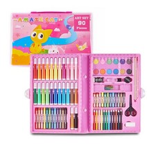 AmazeCat-아트 세트 드로잉 키트 어린이 크레용 오일 파스텔 색연필 지우개 수채화 펜 케이크 PVC 상, 01 Pink