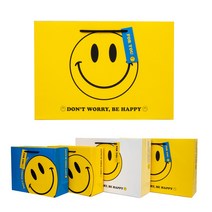 스마일 종이 쇼핑백 소 옐로우, 5개