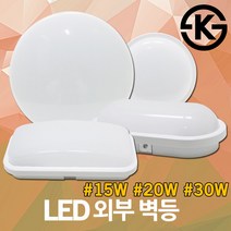 LED 벌크헤드 방습등 타원망 화장실 사우나 욕실등 베란다 목욕탕 방수등 비상등 현관등 베란다등 문주등 직부등 PVC 방수 외부 벽등 조명 외등 빈티지조명 15W 20W 30W, 03.아림LED외부벽등 원형 30W 주광색
