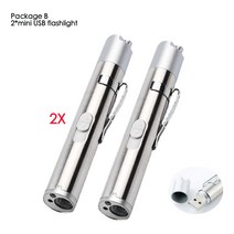 미니 USB 충전식 3in1 LED 손전등 강력한 LED 토치 방수 디자인 Penlight 자외선 지폐/레이저 포인터 빛, 한개옵션1