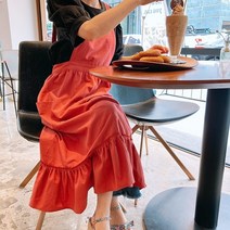 소행성 예쁜 원피스 롱프릴 앞치마 레이스, 롱프릴 다크핑크, 1개