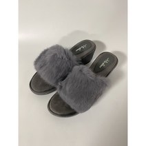 천연 리얼토끼털 굽높은 여성키높이샌들 밍크퍼 스트랩 샌달 키높이 스웨이드 통굽 털슬리퍼 웨지 M889