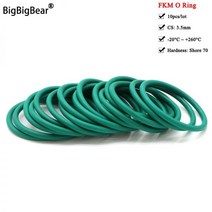 FKM O 링 CS 3.5mm OD 10 ~ 100mm 씰링 개스킷 절연 오일 고온 저항 불소 고무 O 링 녹색 10 개, OD 100mm ID 93mm, 10pcs