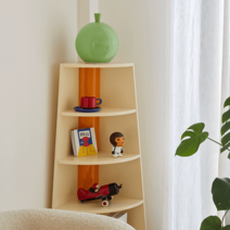 코너형 북타워 북선반 책장 원목선반 진열대, 크림색