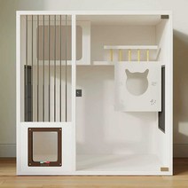 고냥이 케이지 강화 유리 카페 고양이 휴식공간 공간, 원목색 높이 90 폭 90 깊이 60 자가설치