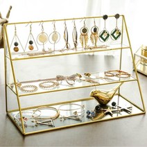 악세사리진열대 골드 프레임 3단 소품 주얼리 거치대, 중, 1개