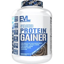EVLUTIONNUTRITION 스택드 프로틴 게이너 파우더 드링크 믹스 더블 리치 초콜릿 맛, 1개, 2.72kg