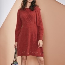 써스데이아일랜드 여성 니트 원피스 짜임 자수 미디엄 a라인 캐주얼